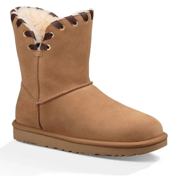 Ugg chestnut Aidah slip on suede sheepskin ankle boot size 6 - Picture 1 of 13